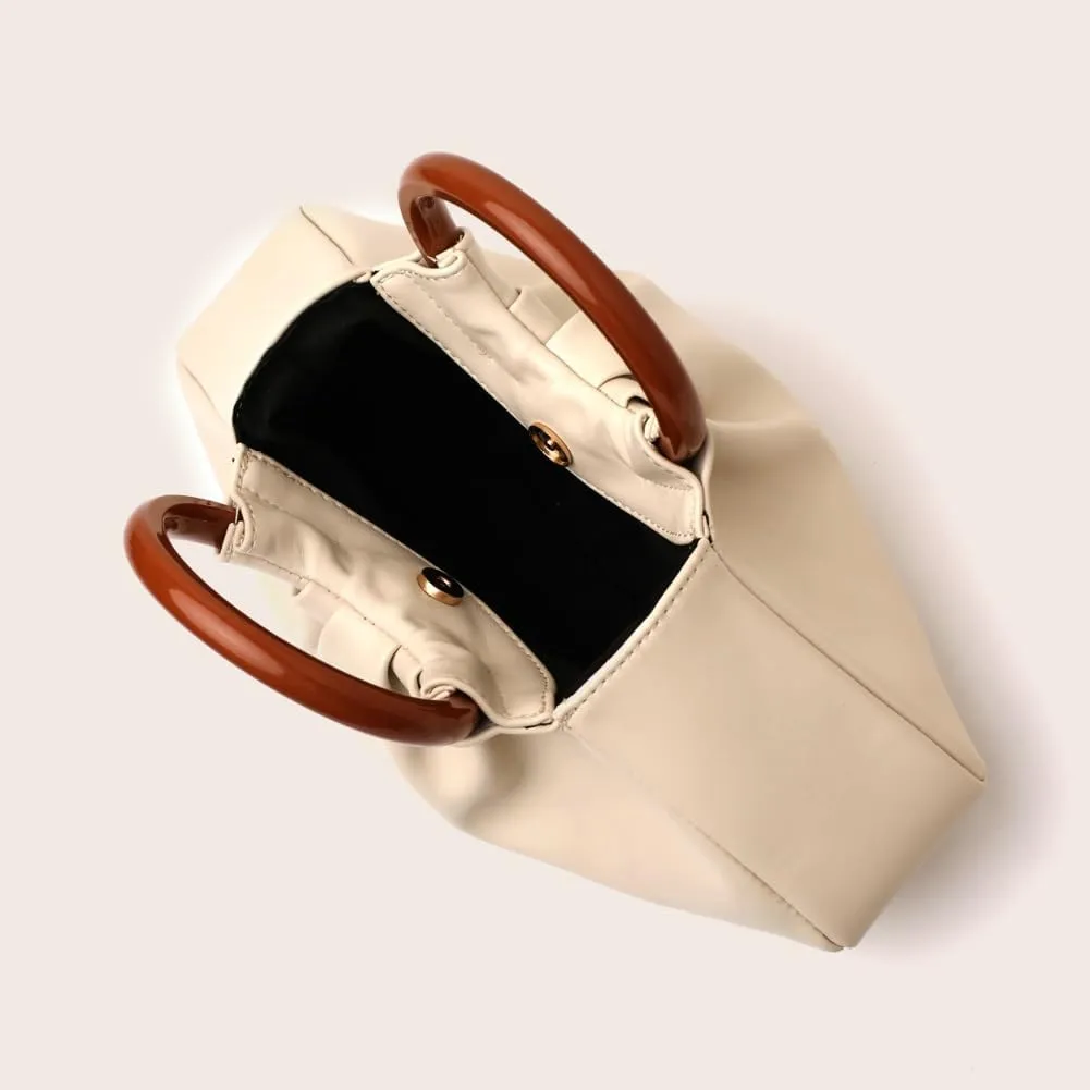 Women's Evening Bag Leather Pleated Clutch Purse with Wooden Round Handle Weddings Bridal Party Dressy Handbag 2025