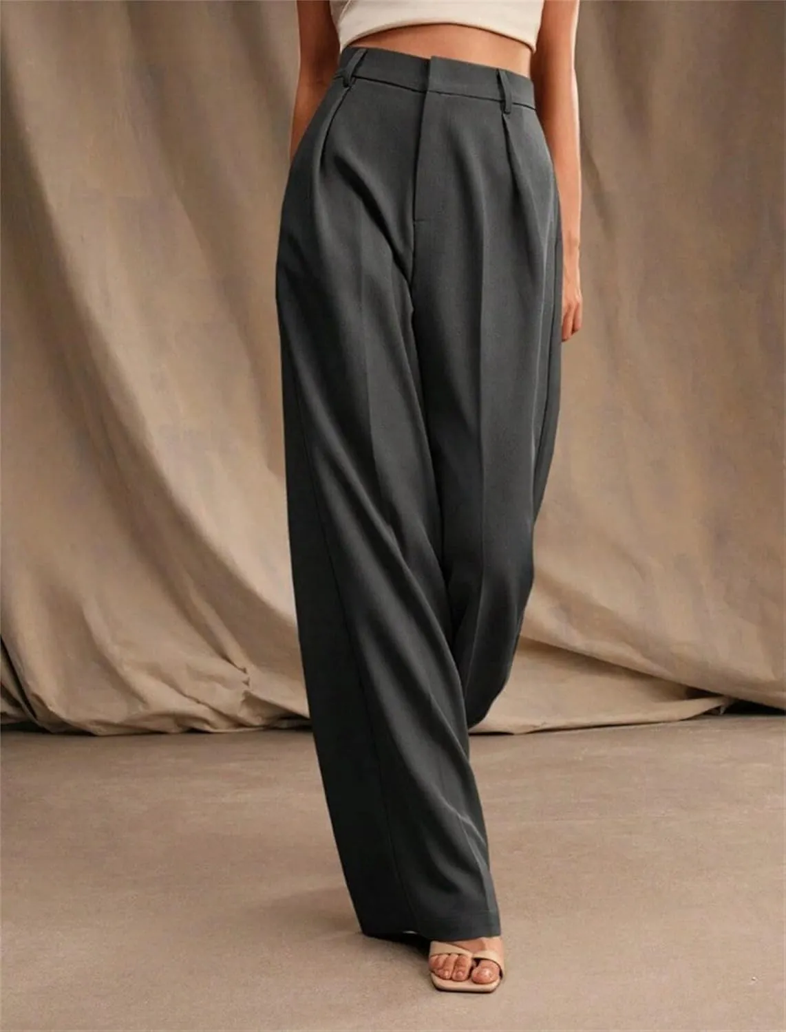 Women's High Waist Casual Wide Leg Palazzo Pants Business Work Trousers Long Straight Suit Pants Flowy Trousers with Pockets