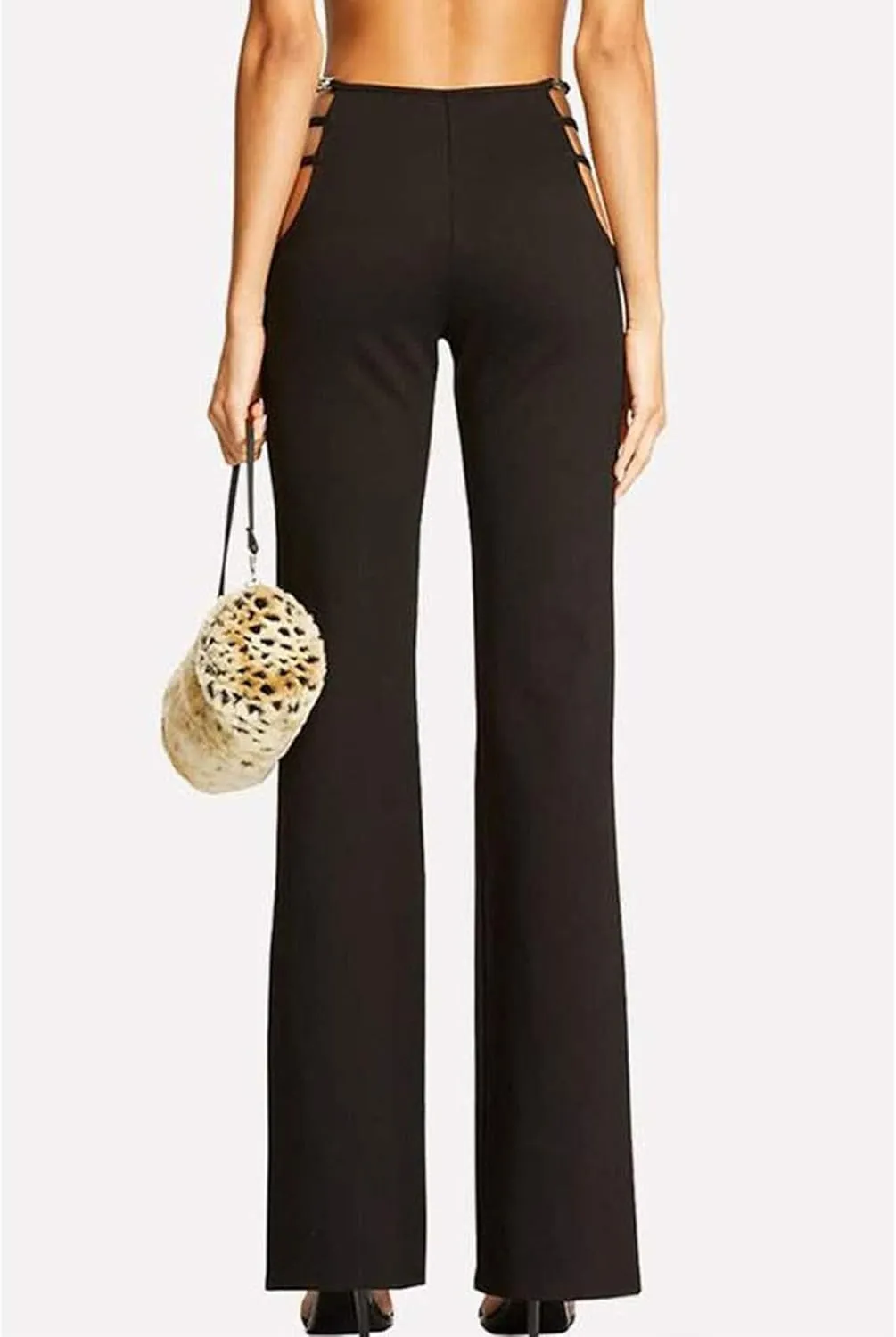 Women's High Waisted Flared Leggings Cut Out Stretchy Ladder Bootcut Yoga Pants