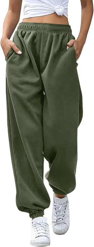 Womens Linen Summer Casual Pants Elastic Waisted Stretchy Slim-Fit Trouser Travel