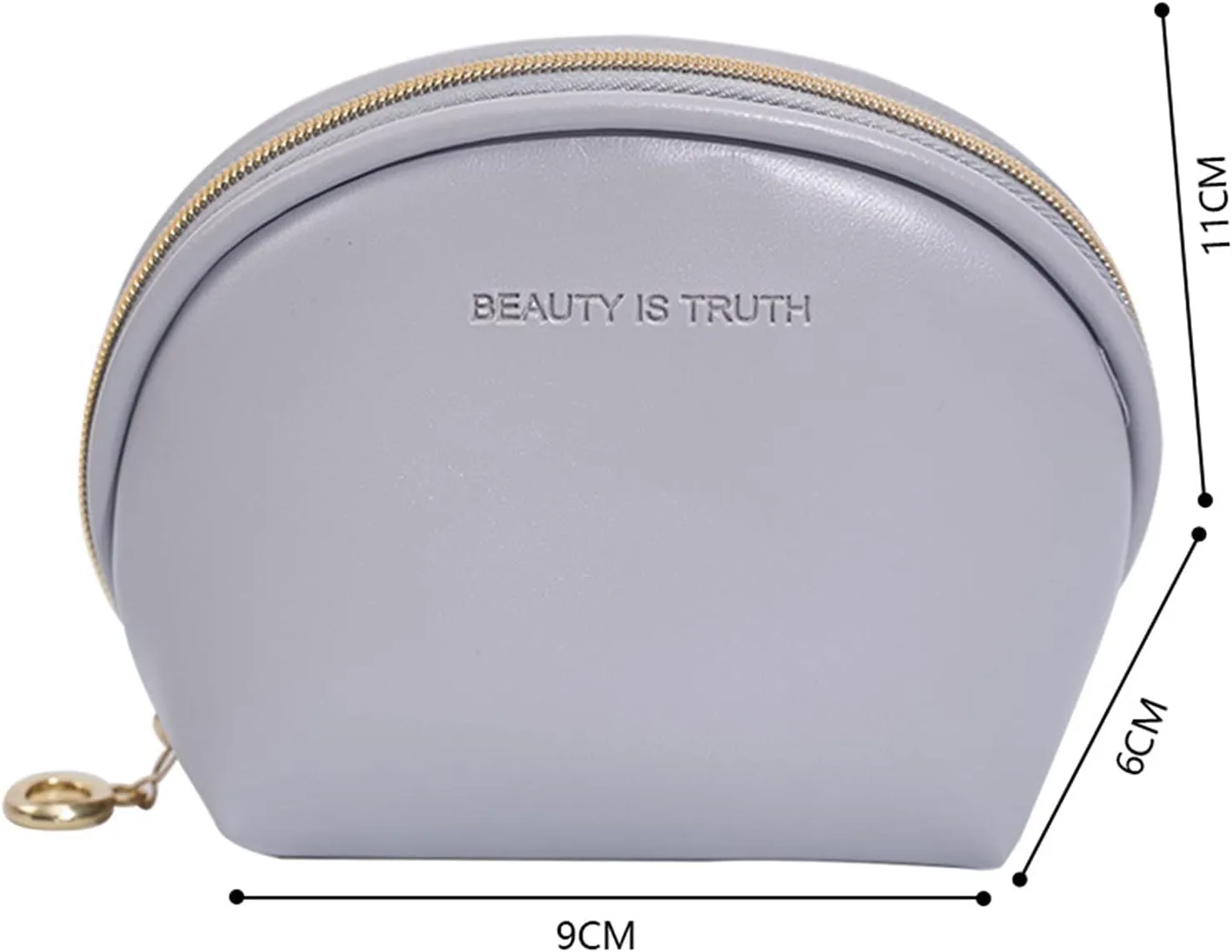 Womens Mini Cosmetic Beauty Bag,Half Moon Coin Purse Lipsticks Pouch With Zipper for Girls Makeup Accessories (Grey)