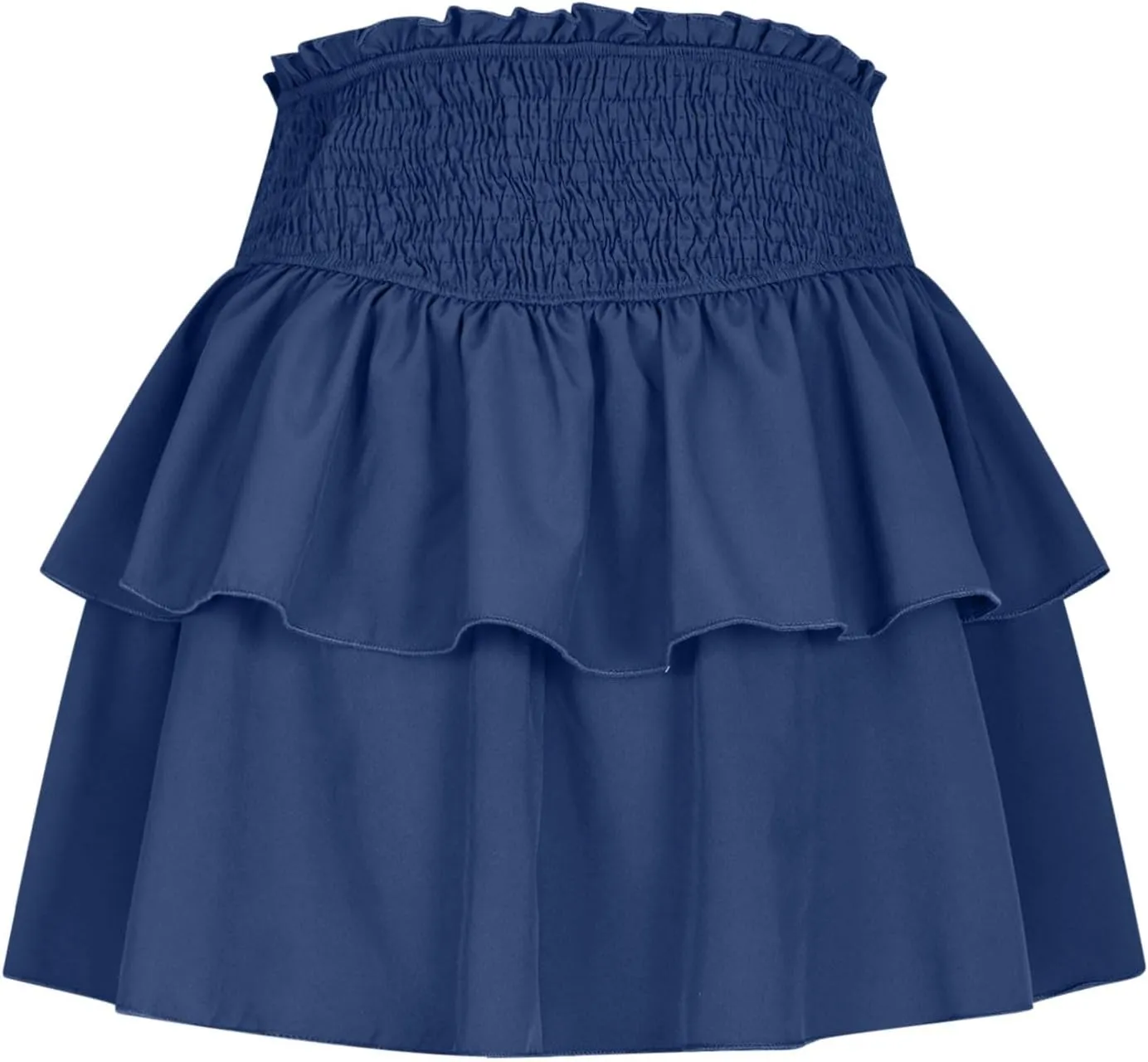 Women's Mini Skirt Elastic High Waist Pleated Skirt Double Layered Ruffle Short Skirt Cute Tiered Sports Skirt