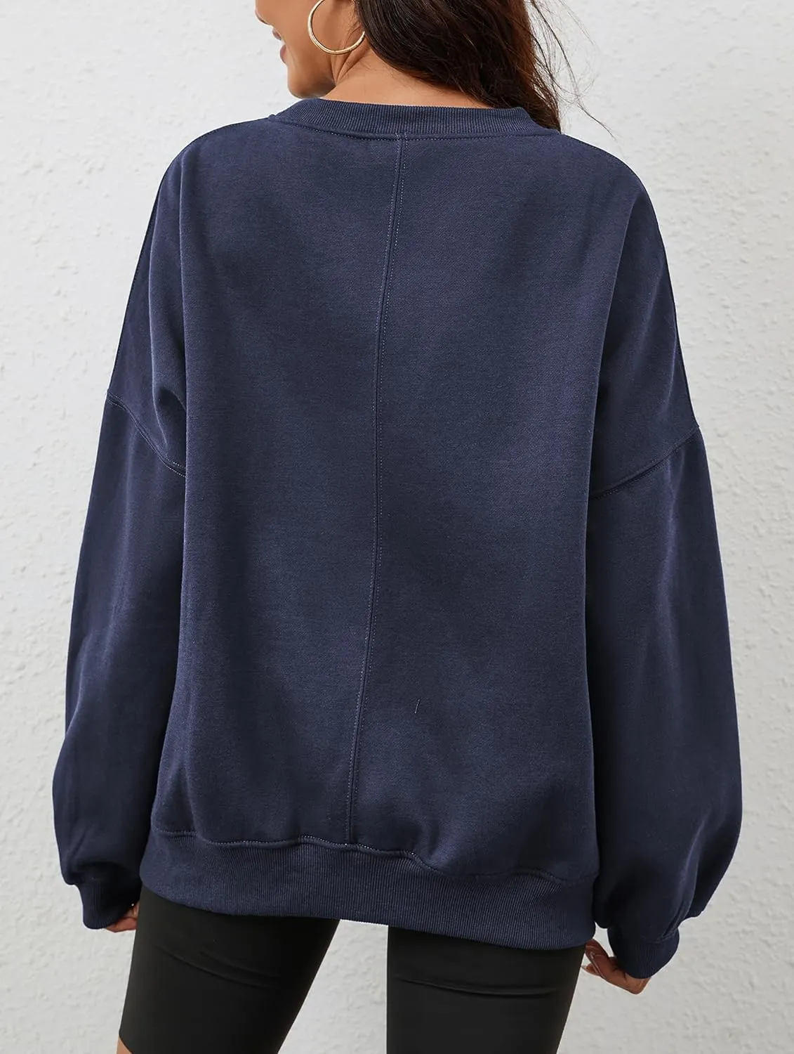 Womens Oversized Sweatshirt Crewneck Pullover Top Casual Drop Shoulder Crew Neck Plain Shirt 2025 Fall Clothes