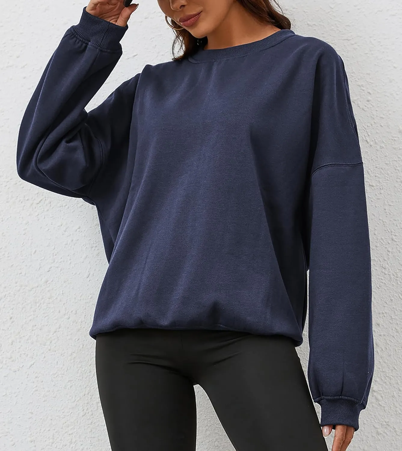 Womens Oversized Sweatshirt Crewneck Pullover Top Casual Drop Shoulder Crew Neck Plain Shirt 2025 Fall Clothes