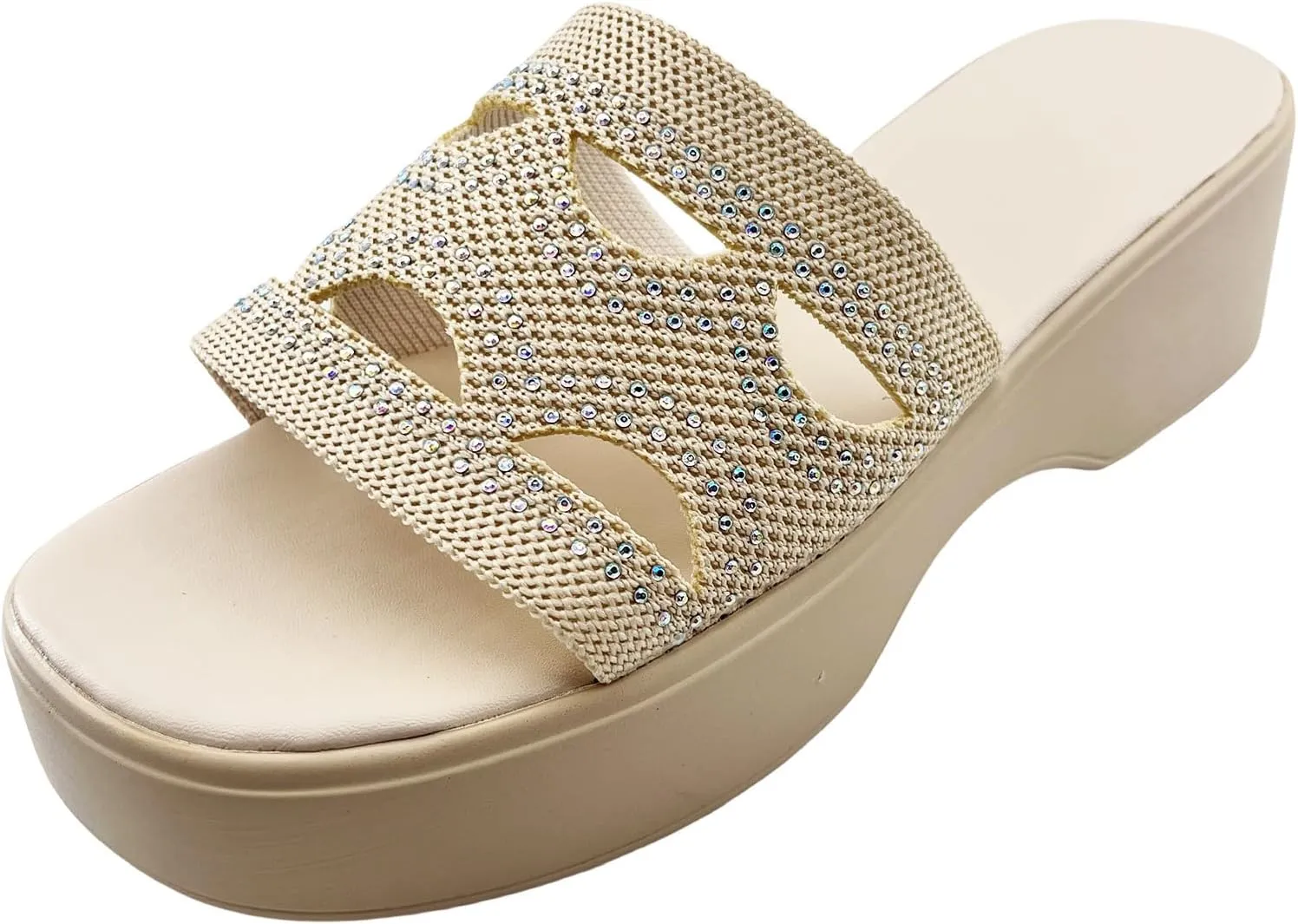 Womens Platform Slide Sandal Open Toe Slide On Comfortable Cute Flat Wedges Shoes Dressy Summer Fashion Outdoor Beach Sandals