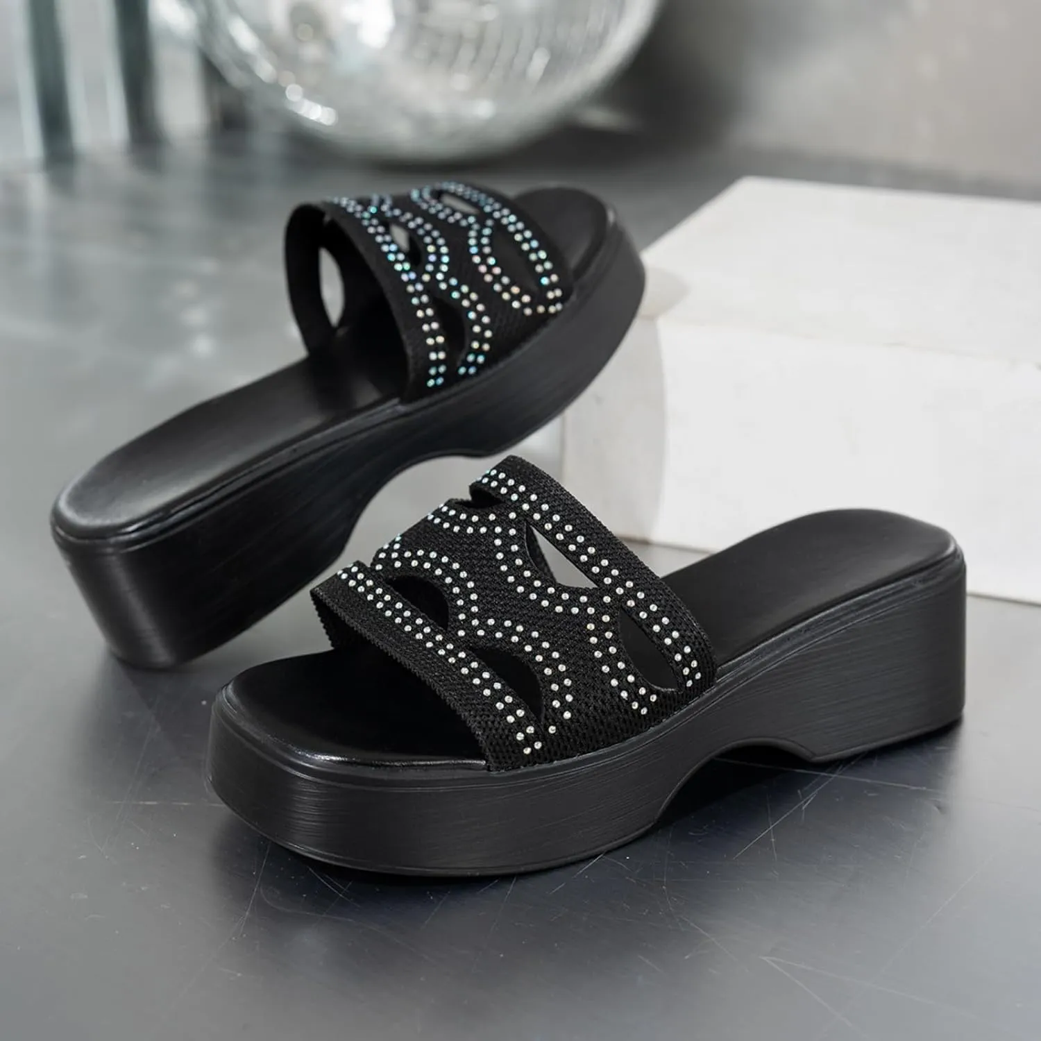 Womens Platform Slide Sandal Open Toe Slide On Comfortable Cute Flat Wedges Shoes Dressy Summer Fashion Outdoor Beach Sandals