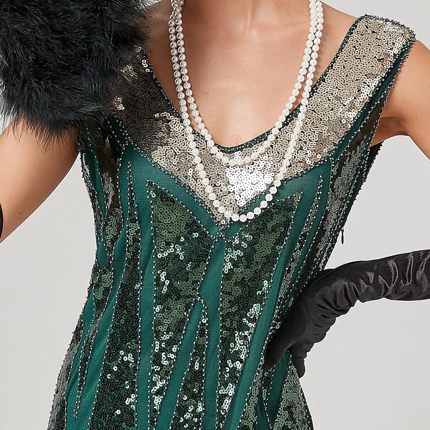 Women's Plus Size Flapper Dress Fringe Glitter Beaded Swing Roaring 20s Gatsby Short Sequin Masquerade Dresses
