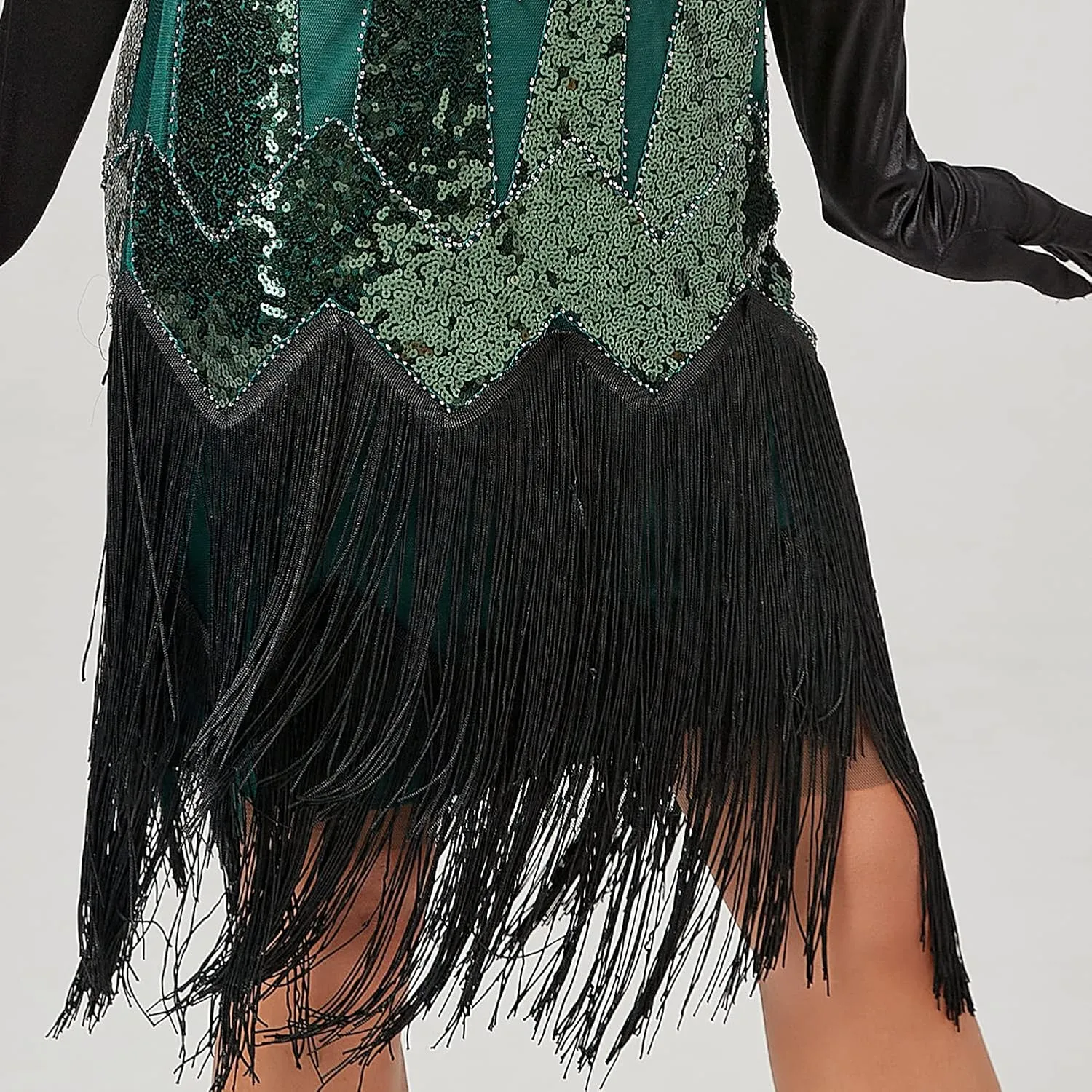 Women's Plus Size Flapper Dress Fringe Glitter Beaded Swing Roaring 20s Gatsby Short Sequin Masquerade Dresses