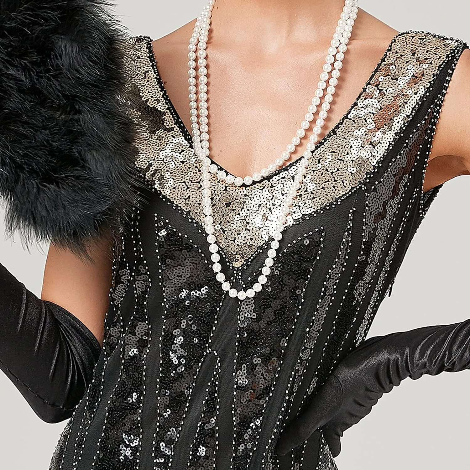 Women's Plus Size Flapper Dress Fringe Glitter Beaded Swing Roaring 20s Gatsby Short Sequin Masquerade Dresses