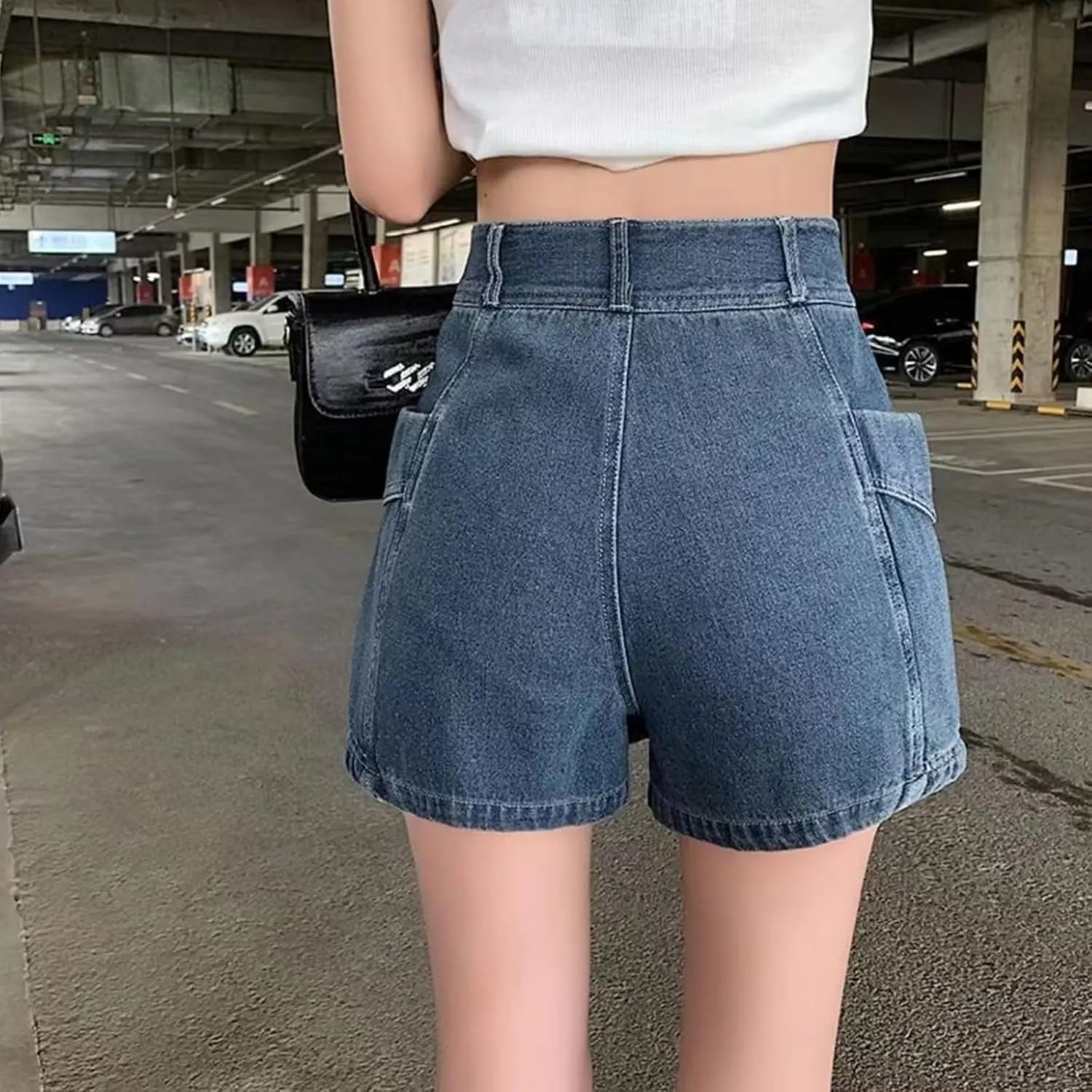 Womens Shorts Casual Women's Denim High Waisted Irregular Casual Versatile Slim Design A Line Skirt Pants
