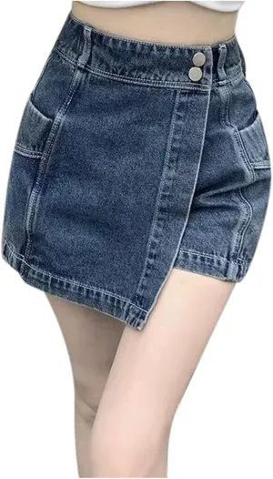 Womens Shorts Casual Women's Denim High Waisted Irregular Casual Versatile Slim Design A Line Skirt Pants