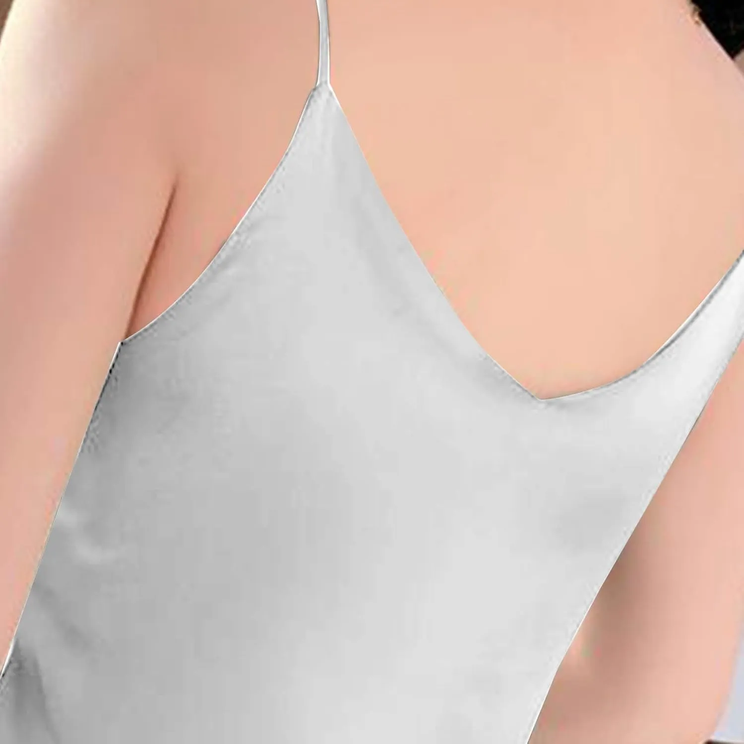 Womens Silk Satin Tank Tops V Neck Camisole Spaghetti Strap Y2k Dressy Shirts Summer Casual Going Out Basic Blouse