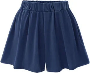 Womens Skirts Pleated Elastic High Waisted Wide Leg Dressy Shorts Basic Solid Versatile Stretchy Flared Casual Skorts