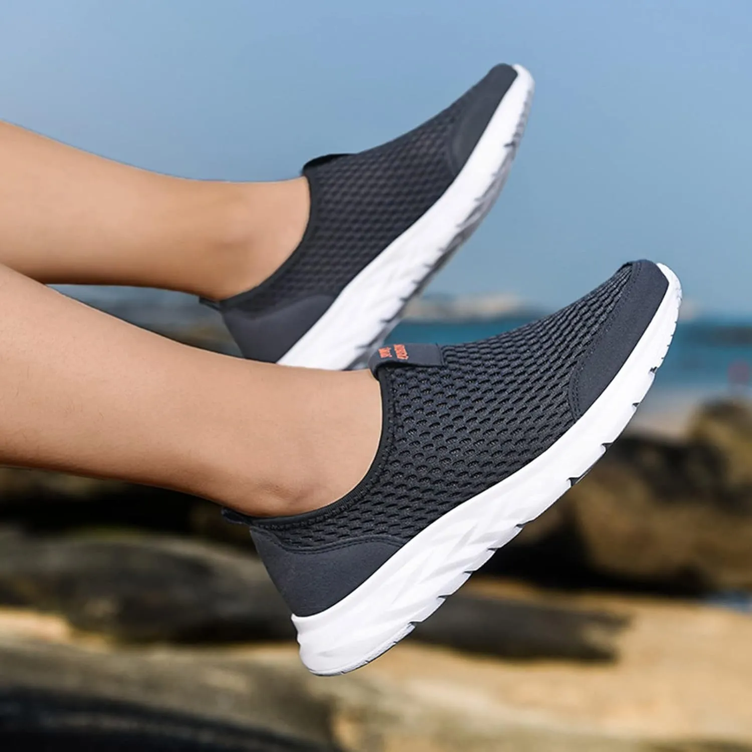 Womens Slip On Walking Shoes with Arch Support Lightweight Breathable Low Top Sneakers Non Slip Wide Width Mesh Tennis Shoes