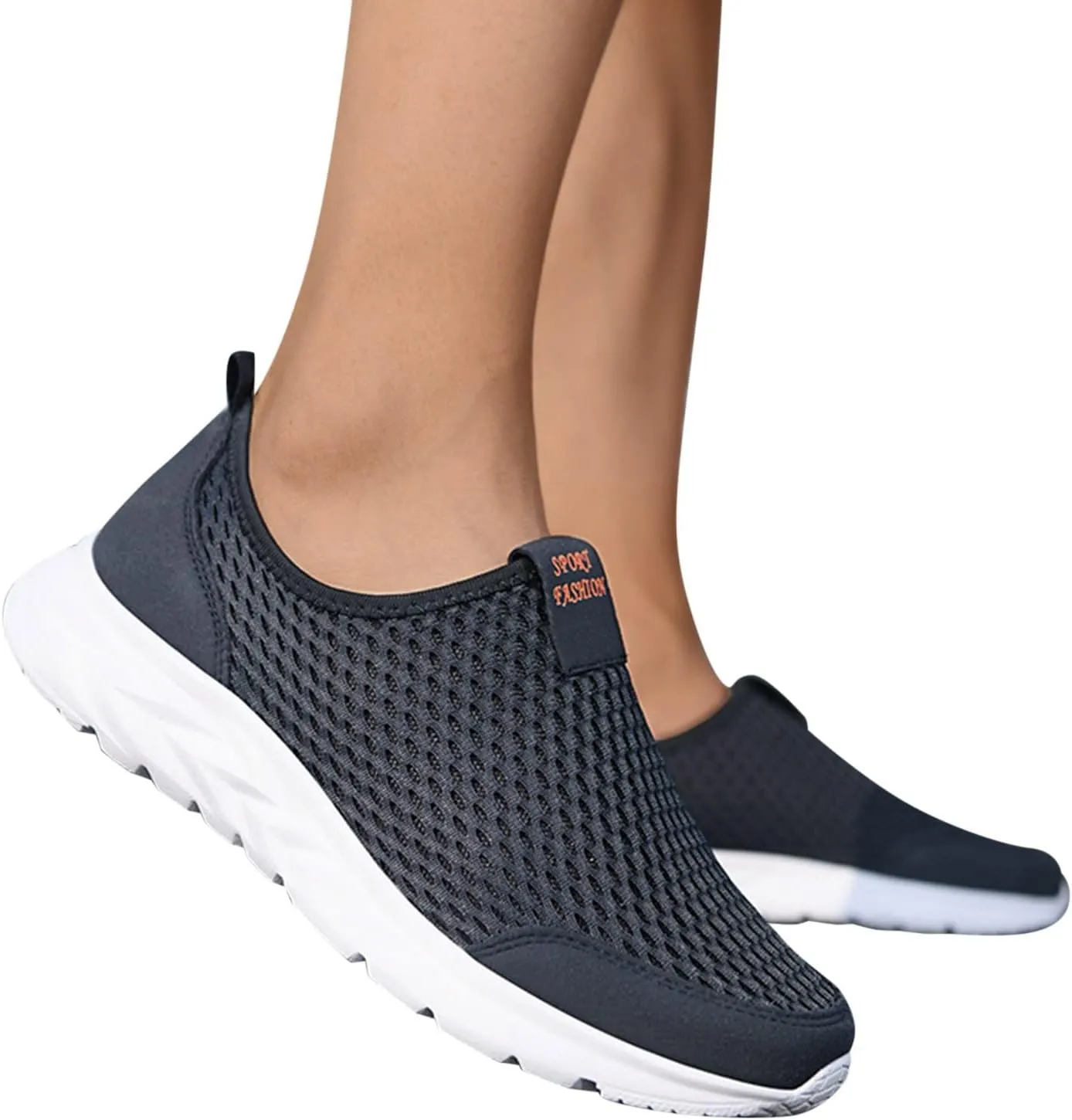 Womens Slip On Walking Shoes with Arch Support Lightweight Breathable Low Top Sneakers Non Slip Wide Width Mesh Tennis Shoes