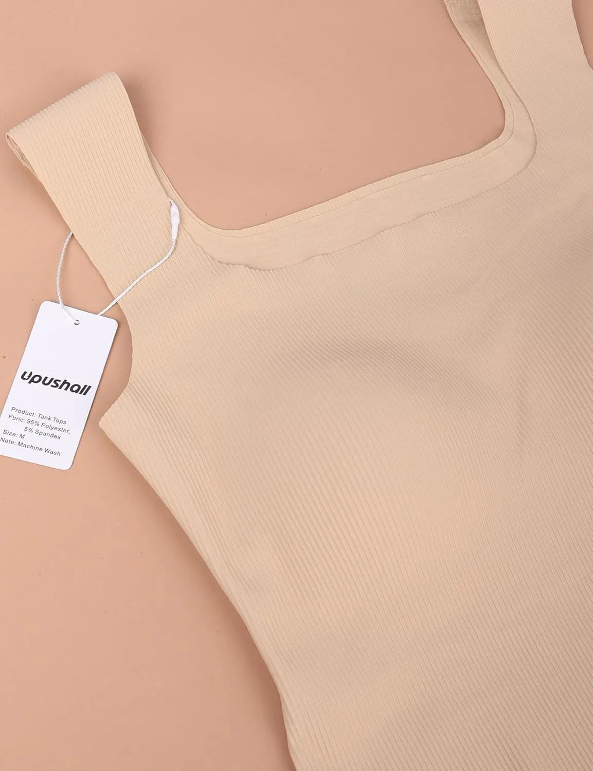 Women's Square Neck Seamless Tank Top with Built in Bras Sleeveless Cropped Tops