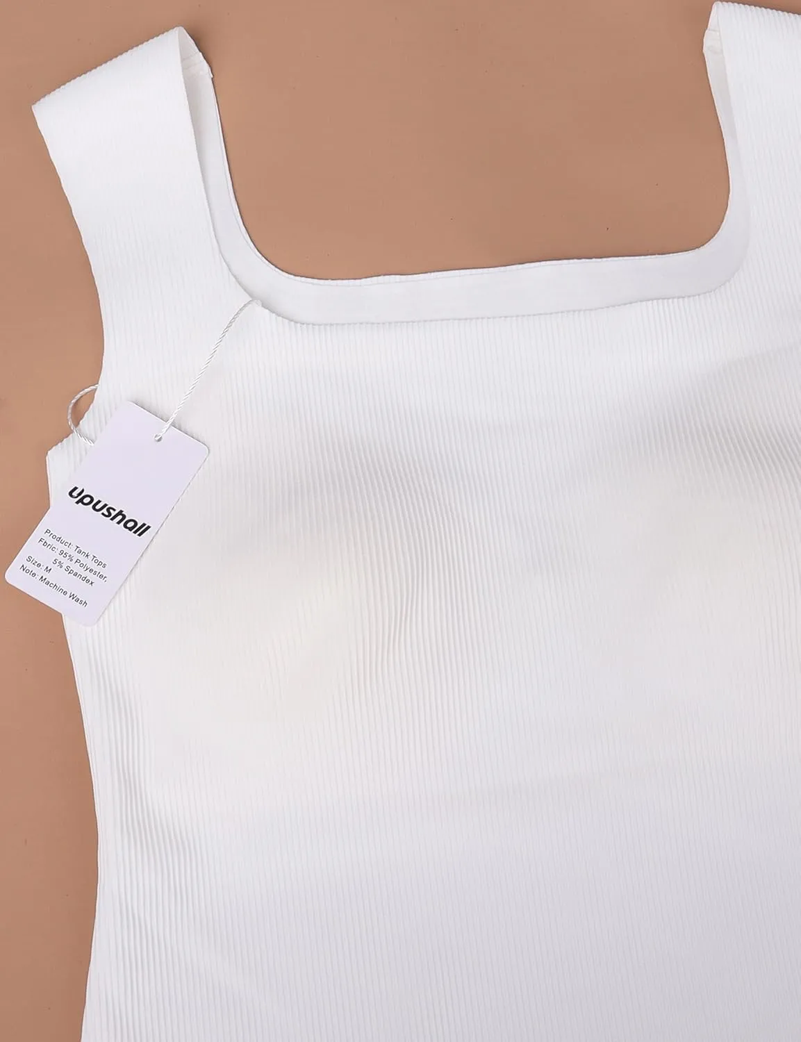 Women's Square Neck Seamless Tank Top with Built in Bras Sleeveless Cropped Tops