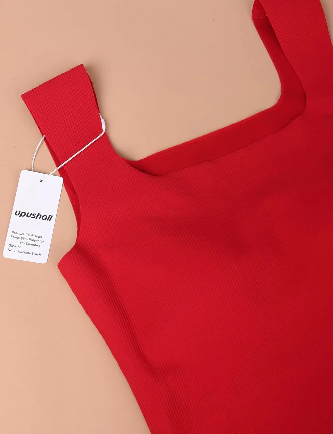 Women's Square Neck Seamless Tank Top with Built in Bras Sleeveless Cropped Tops