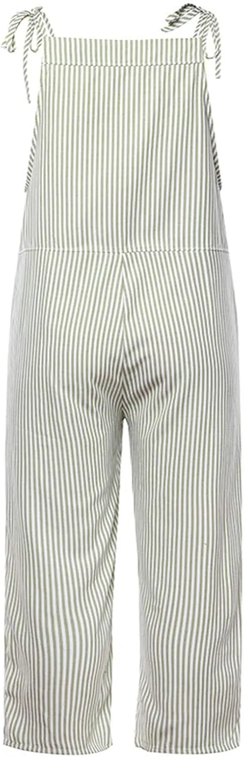 Womens Striped Plaid Jumpsuit Summer Overalls Big Pockets Plus Size Baggy Casual Romper 2024 Trend Outdoor Versatile Playsuit