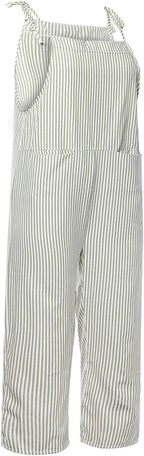 Womens Striped Plaid Jumpsuit Summer Overalls Big Pockets Plus Size Baggy Casual Romper 2024 Trend Outdoor Versatile Playsuit