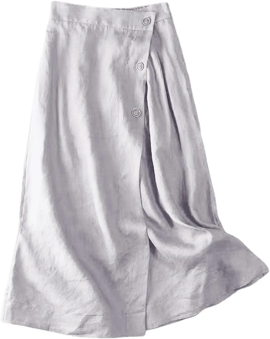 Women's Summer Elastic Swing Midi A Line Skirt Button Front High Waist Skirts Casual Trendy Beach Western Skirts