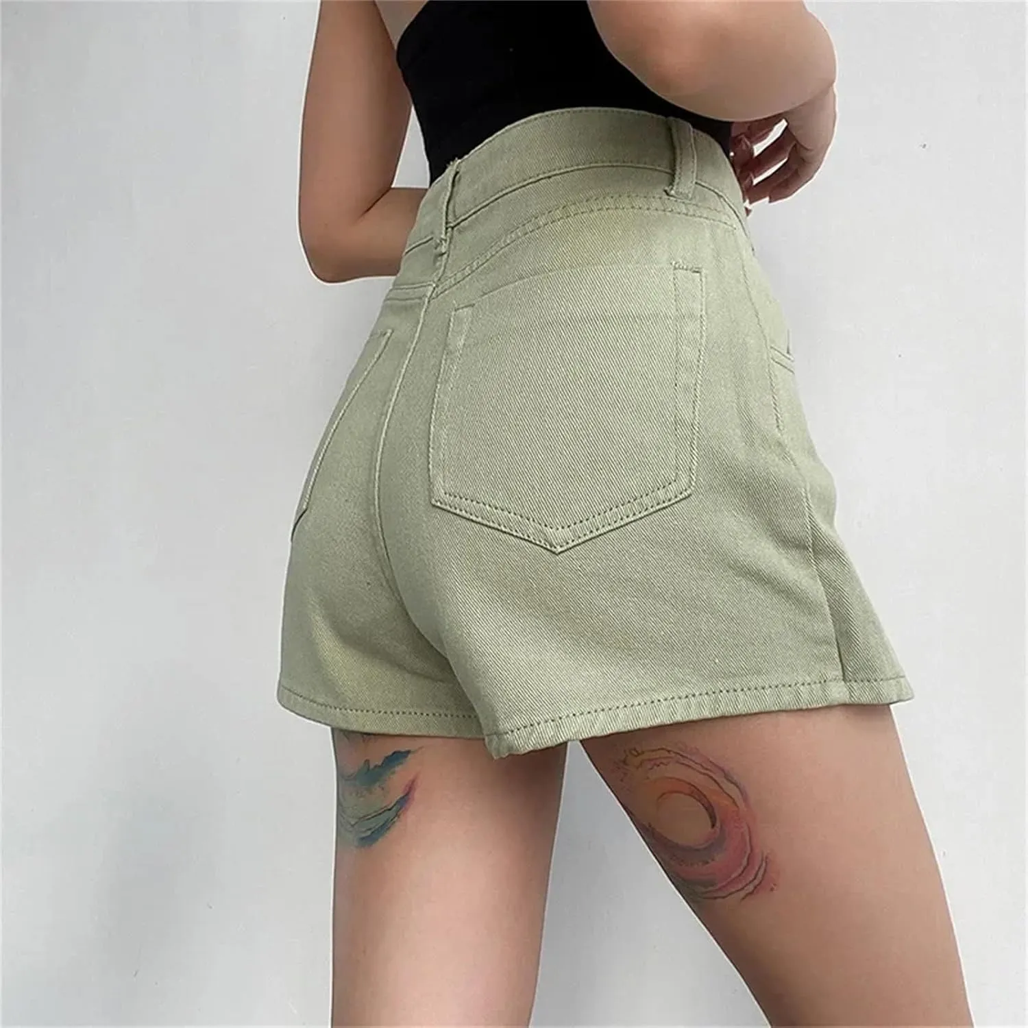 Womens Summer High Waisted Slimming Mini Denim Skirt Versatile Fashion Irregular A Line Jeans Shorts