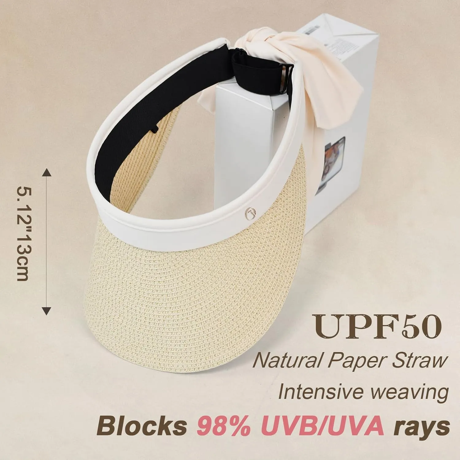 Women's Sun Visor Hats Wide Brim Straw Beach Hat Ponytail Hats for Women Foldable Floppy