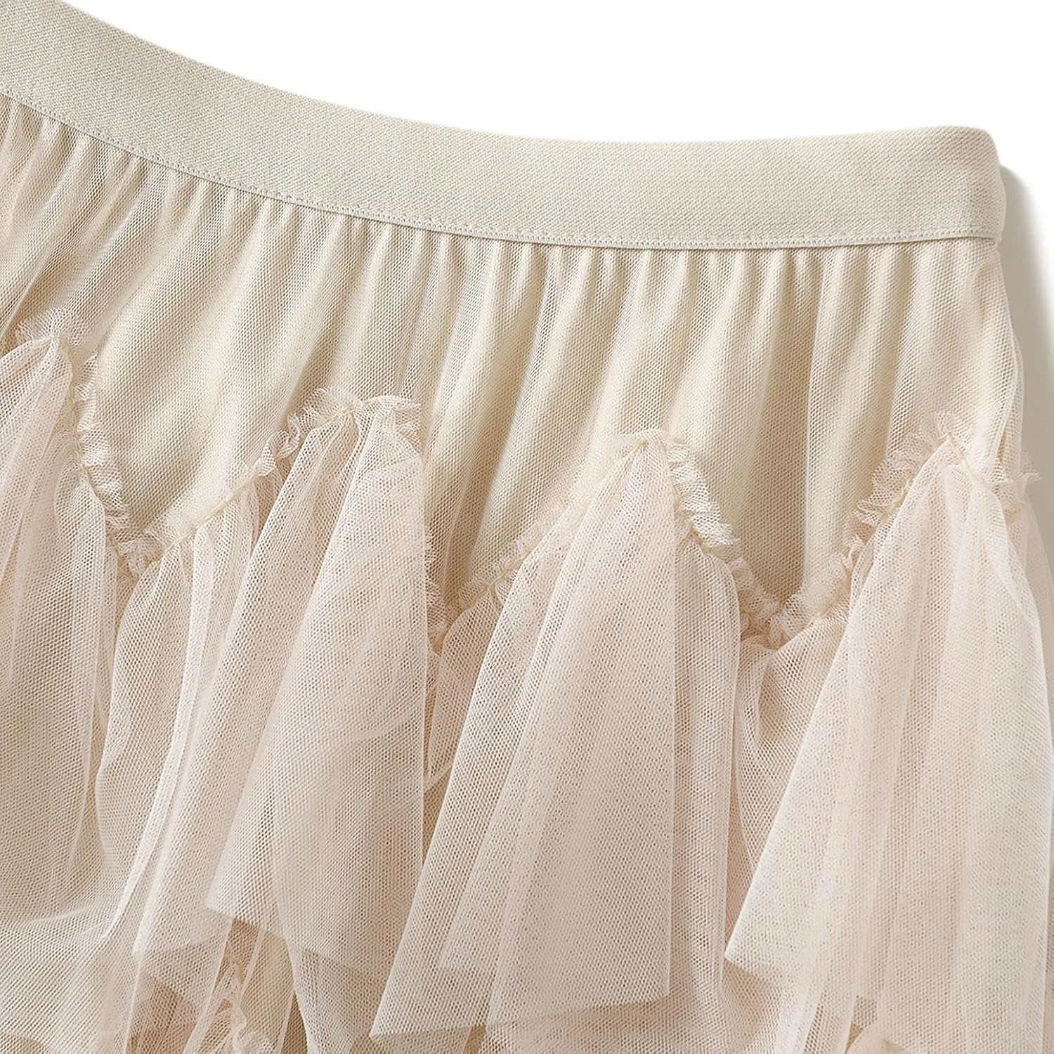 Women's Tutu Tulle Skirt Pleated Skirt Midi Velvet Holiday Elastic Waist Mesh Fall Elastic Tulle Skirt
