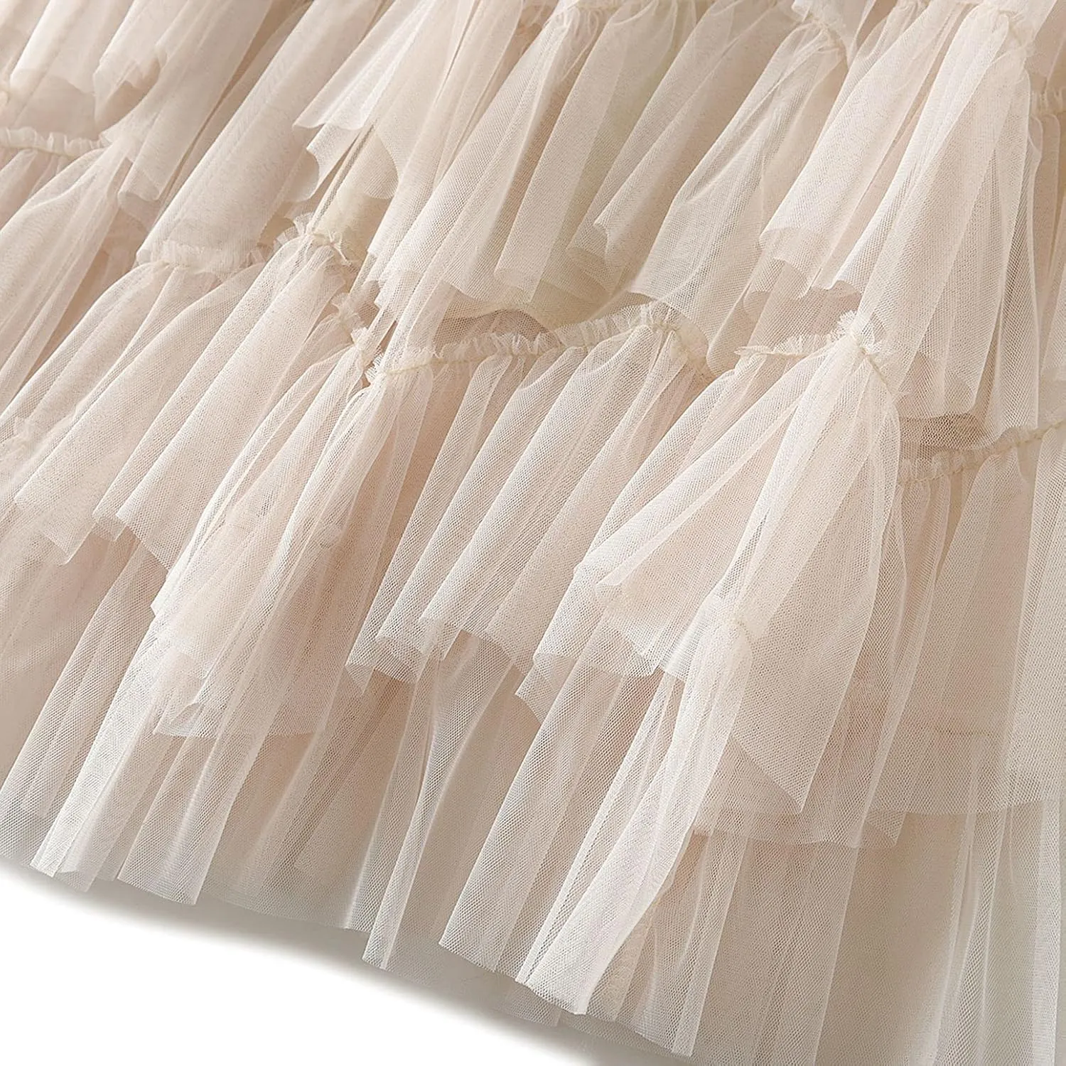 Women's Tutu Tulle Skirt Pleated Skirt Midi Velvet Holiday Elastic Waist Mesh Fall Elastic Tulle Skirt