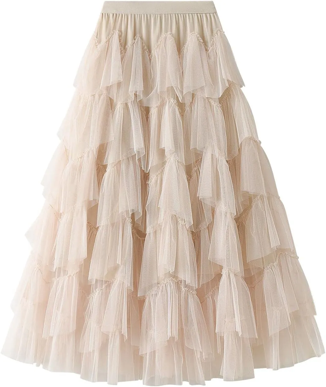 Women's Tutu Tulle Skirt Pleated Skirt Midi Velvet Holiday Elastic Waist Mesh Fall Elastic Tulle Skirt