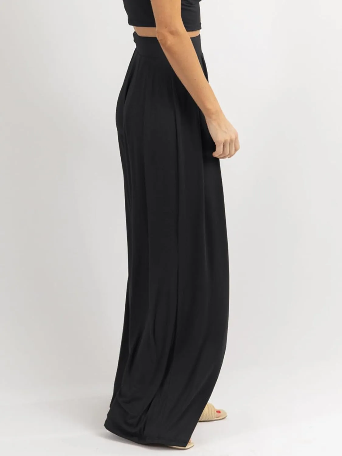 Womens Wide Leg Pants Casual Palazzo Flowy Pleated Trouser Woman Elastic High Waisted Loose Fit Lounge Pant Comfy 2025