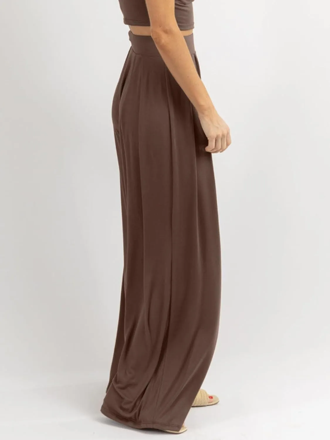 Womens Wide Leg Pants Casual Palazzo Flowy Pleated Trouser Woman Elastic High Waisted Loose Fit Lounge Pant Comfy 2025