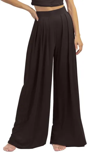 Womens Wide Leg Pants Casual Palazzo Flowy Pleated Trouser Woman Elastic High Waisted Loose Fit Lounge Pant Comfy 2025