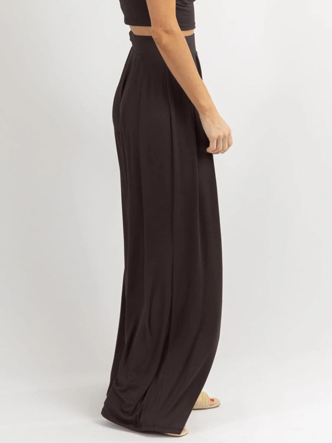 Womens Wide Leg Pants Casual Palazzo Flowy Pleated Trouser Woman Elastic High Waisted Loose Fit Lounge Pant Comfy 2025