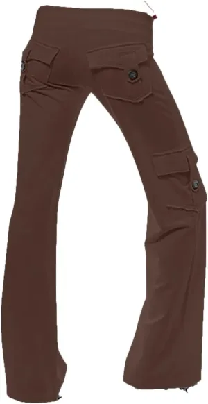 Womens Yoga Leggings Cargo Pants Stretchy Drawstring Elastic Waist Loose Trousers Side Pockets Wide Leg Yoga Leggings