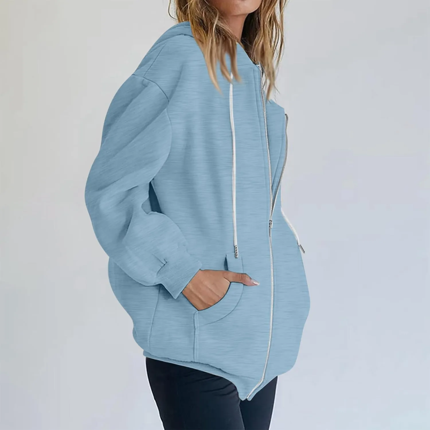 Womens Zip Up Hoodies Trendy Long Sleeve Plus Size Sweatshirts with Hood Lightweight Dressy Casual Tops Jackets Coat