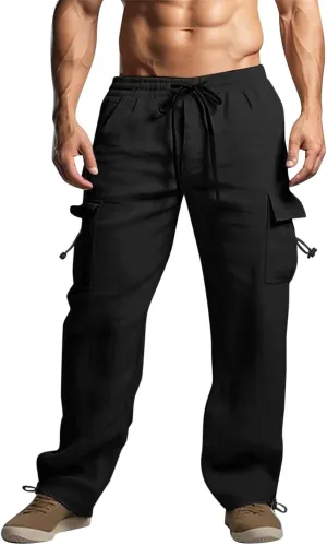 Work Pants for Men Slim Fit Mens Casual Workout Pants Relaxed Fit Comfy Lightweight Drawstring Chino Cargo Pants