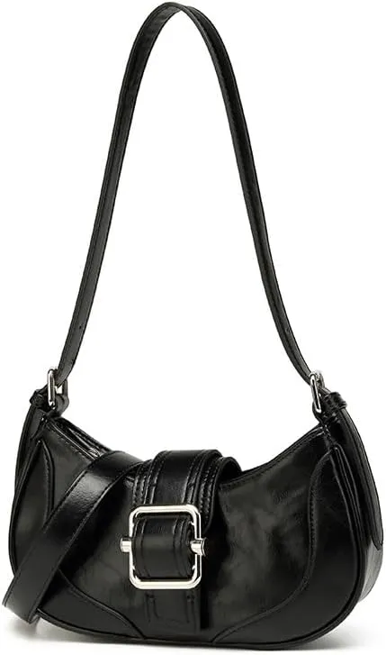 Y2k Shoulder Bag for Women Retro Crescent Hobo Handbag Y2k Underarm Purse 90's Coquette Purse (Black)