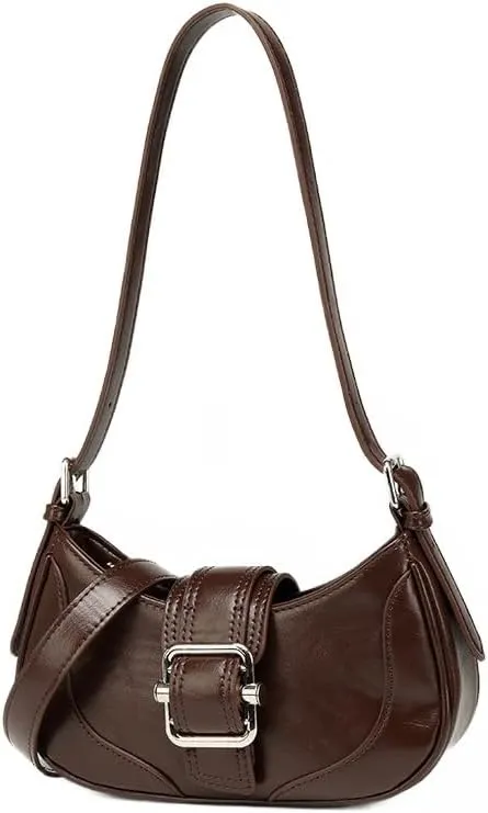 Y2k Shoulder Bag for Women Retro Crescent Hobo Handbag Y2k Underarm Purse 90's Coquette Purse (Brown)