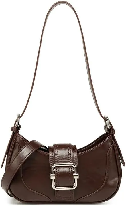 Y2k Shoulder Bag for Women Retro Crescent Hobo Handbag Y2k Underarm Purse 90's Coquette Purse (Brown)
