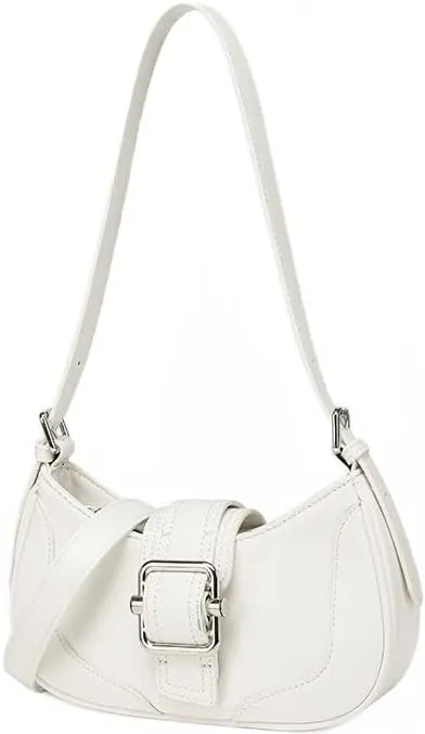 Y2k Shoulder Bag for Women Retro Crescent Hobo Handbag Y2k Underarm Purse 90's Coquette Purse (White)