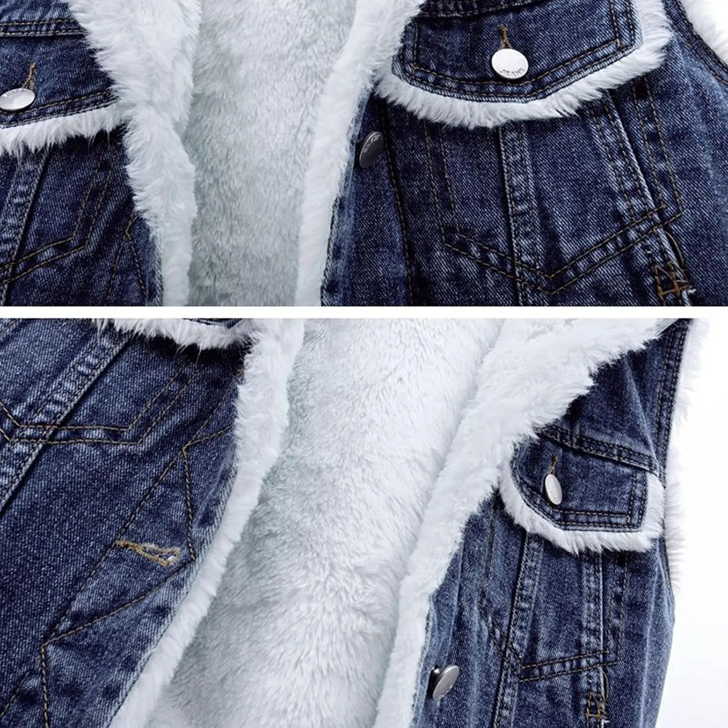 yardsong Women's Sherpa Fleece Lined Denim Vest Button Down Hooded Sleeveless Warm Jean Jacket Casual Comfy Outerwear