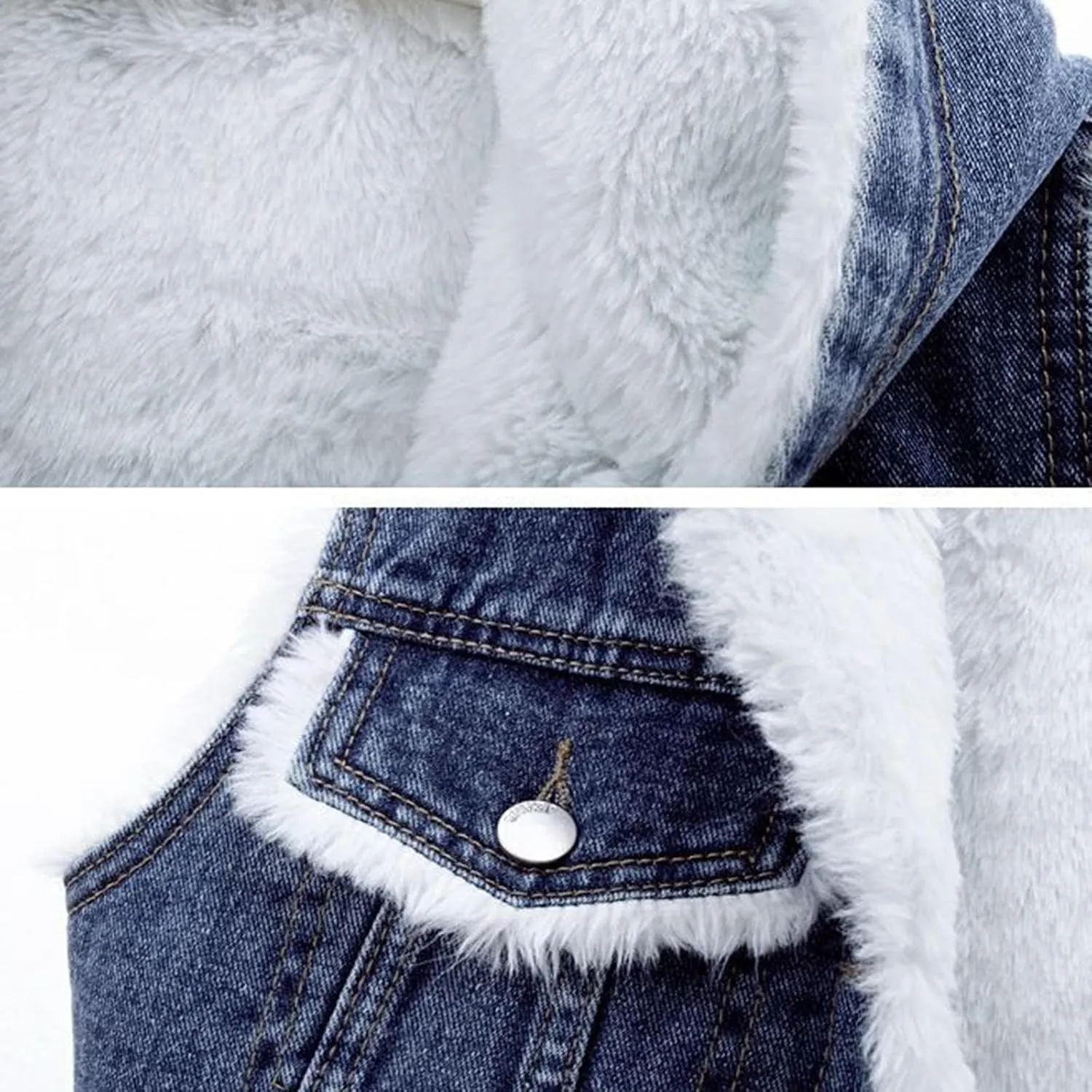 yardsong Women's Sherpa Fleece Lined Denim Vest Button Down Hooded Sleeveless Warm Jean Jacket Casual Comfy Outerwear