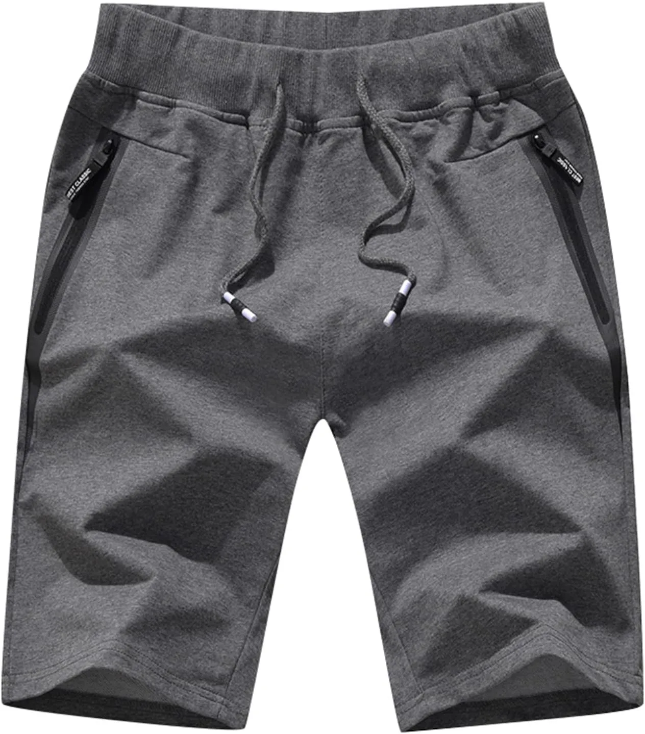Ymosrh Mens Shorts Casual Drawstring Elastic Waist Workout Shorts with Zipper Pockets