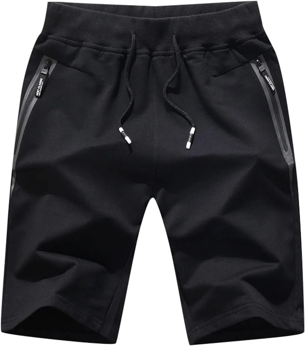 Ymosrh Mens Shorts Casual Drawstring Elastic Waist Workout Shorts with Zipper Pockets