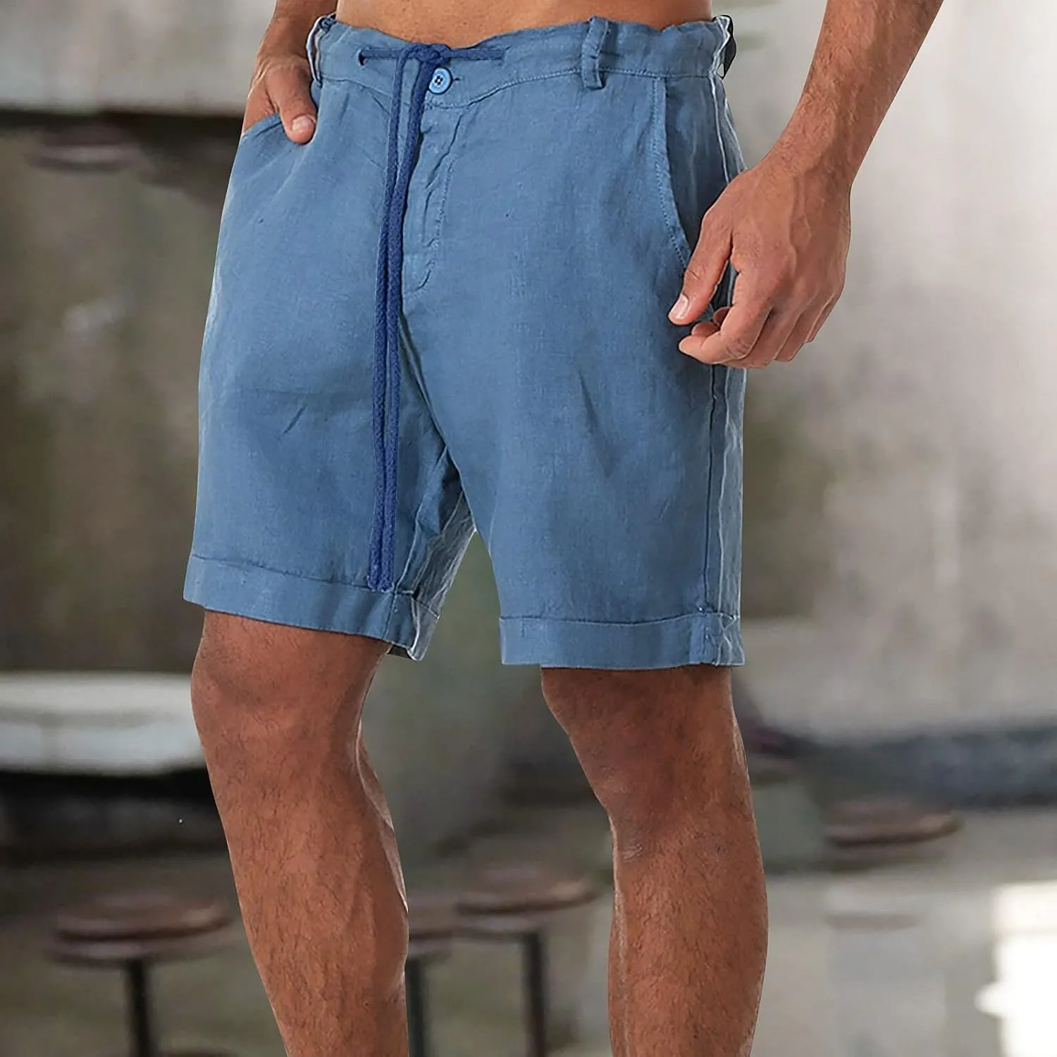 Ymosrh Mens Shorts Casual Summer Shorts with Pocket Drawstring Holiday Beach Shorts, S-3XL