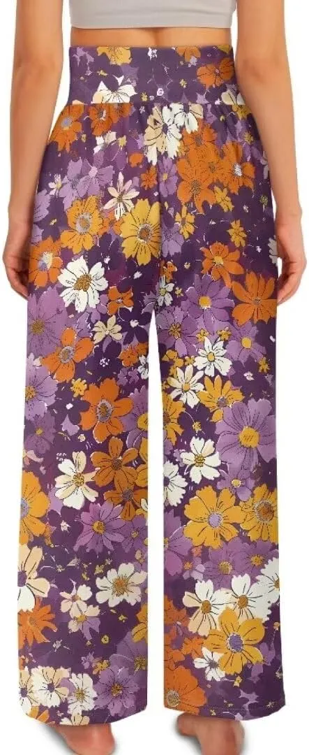 Yuuxorilu Womens Wide Leg Palazzo Pants Casual High Waist Flowy Trousers Loose Lounge Pant with Pockets