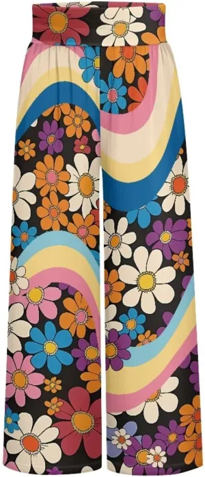 Yuuxorilu Womens Wide Leg Palazzo Pants Casual High Waist Flowy Trousers Loose Lounge Pant with Pockets
