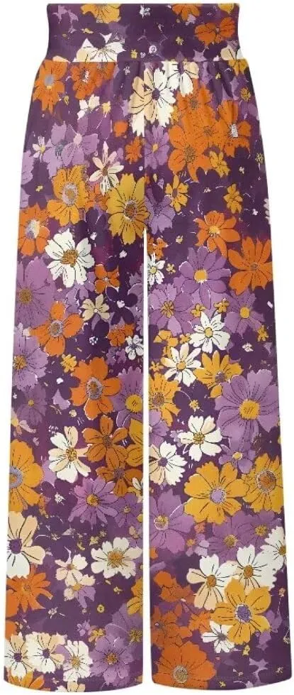 Yuuxorilu Womens Wide Leg Palazzo Pants Casual High Waist Flowy Trousers Loose Lounge Pant with Pockets