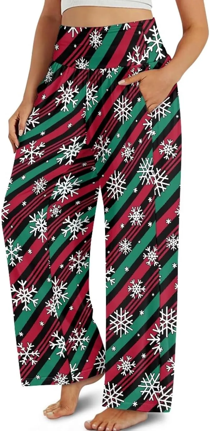 Yuuxorilu Womens Wide Leg Palazzo Pants Casual High Waist Flowy Trousers Loose Lounge Pant with Pockets